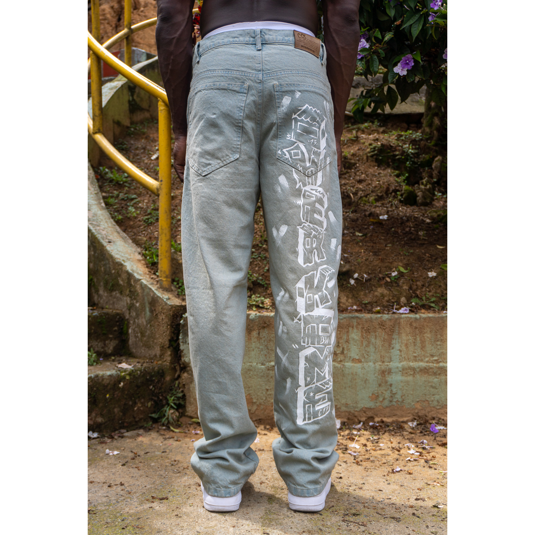 Jean baggy pintado a mano