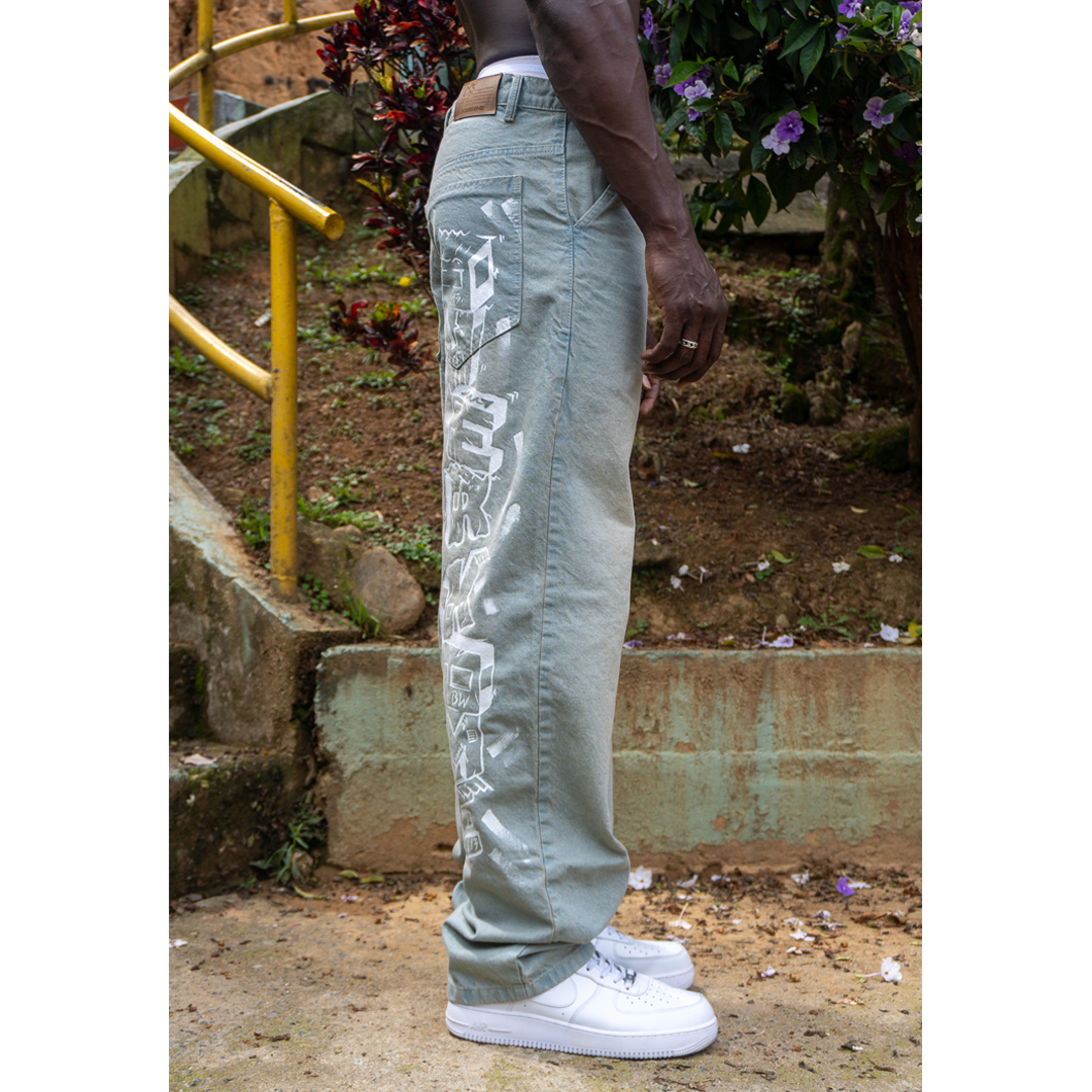 Jean baggy pintado a mano