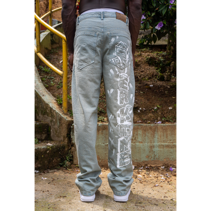 Jean baggy pintado a mano